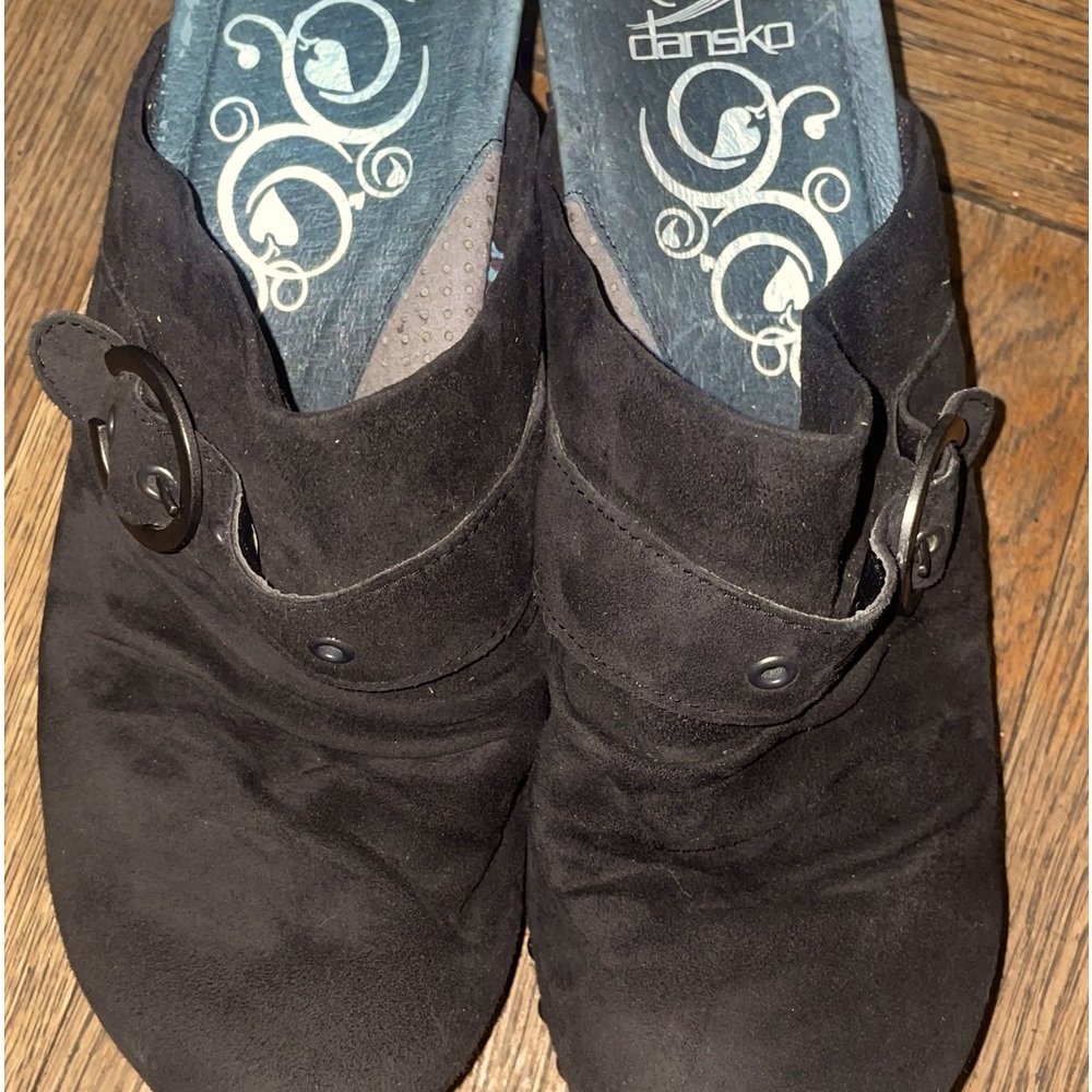 Dansko Size 40 US 9 Nadine Black Suede Leather Mule Clog Shoes